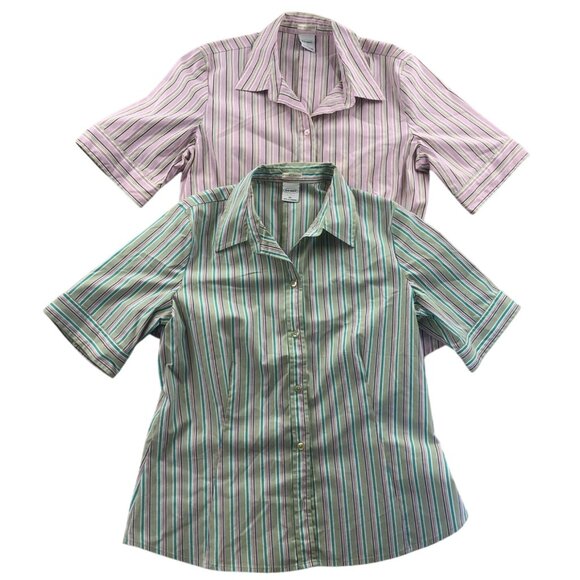 Old Navy Tops - 2 Old Navy Women Shirt XL Lot Of Two Vintage Casual Short Sleeve Perfect Stretch